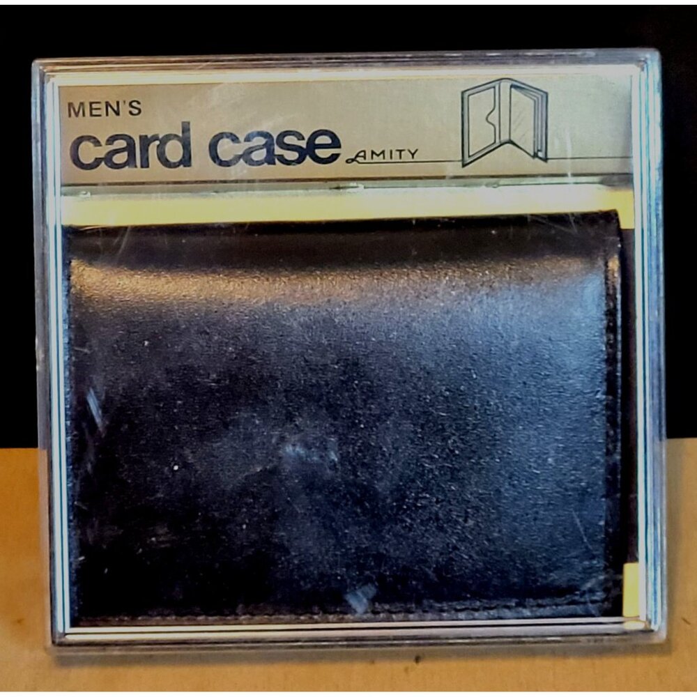 Vintage Amity Card Case Cowhide Leather Original Box Unused No Plastic Insert